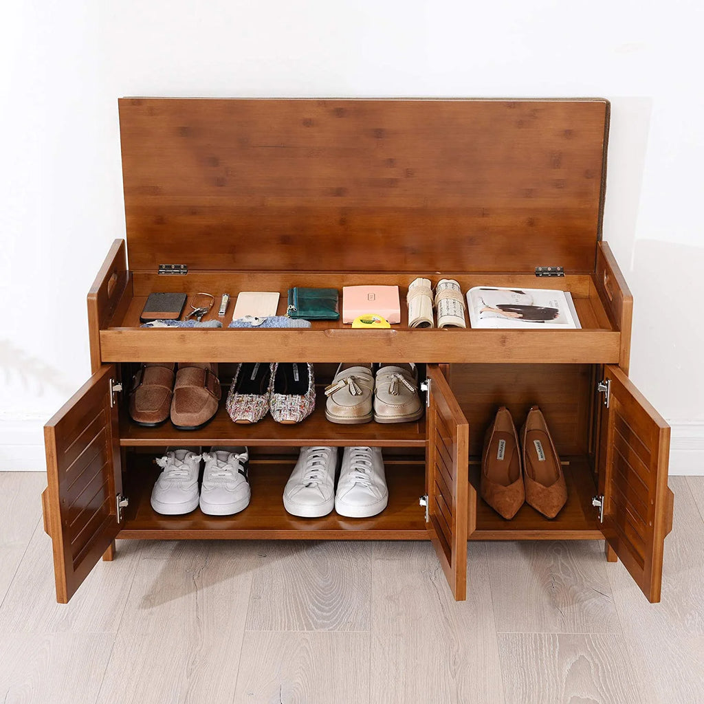 Shoe Storage Bench with Detachable Cushion and Hidden Compartment V756