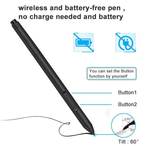 Graphics Drawing Tablet 10x6 Inch with 8 Hot Keys and Battery-Free Stylus R38382