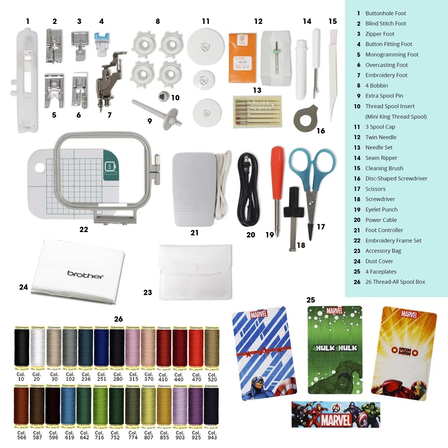Sewing Starter Kit with Computerized Sewing & Embroidery Machine and 26 Thread Spools T59553