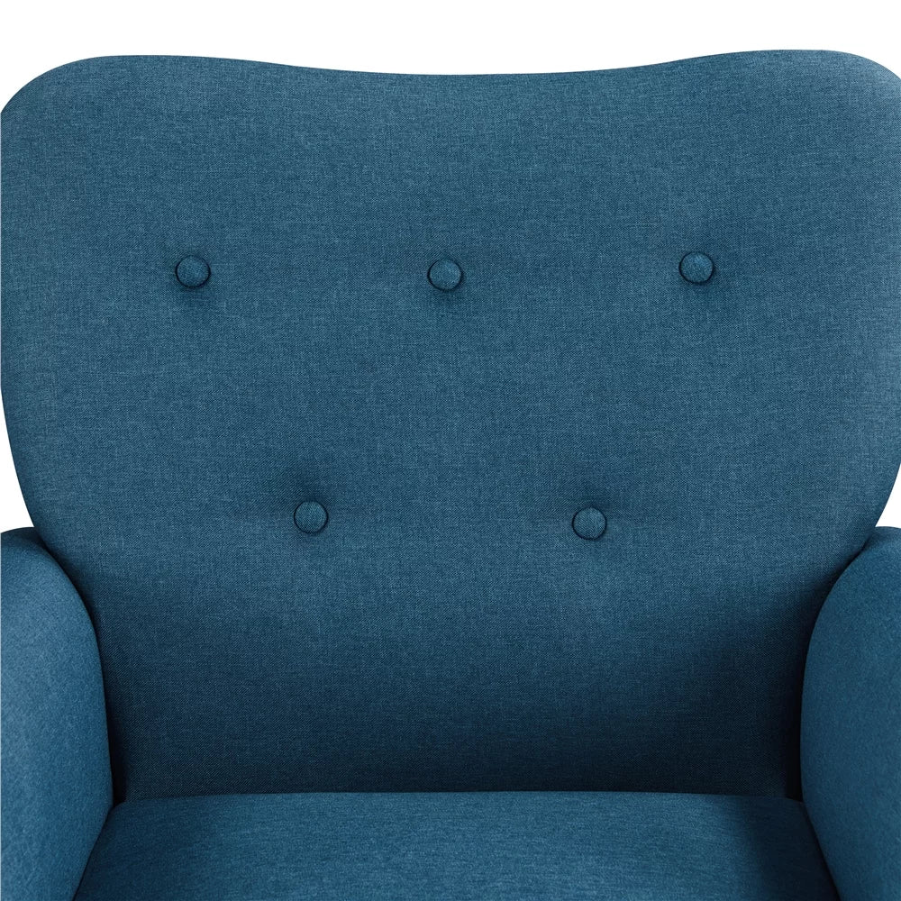 Navy Blue Upholstered Accent Chair with Wooden Legs J54515
