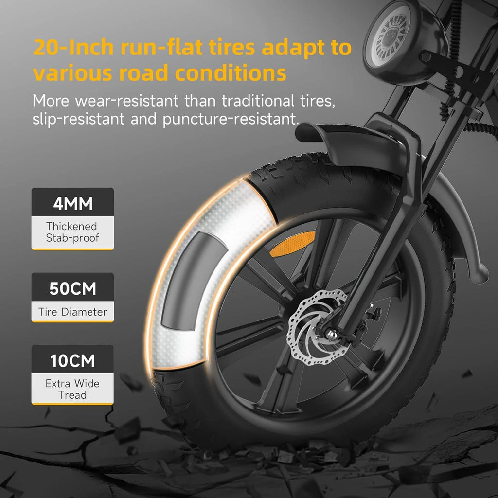 Electric Bike for Adults 20" Fat Tire 1500W Motor 48V 18AH Removable Battery O58263