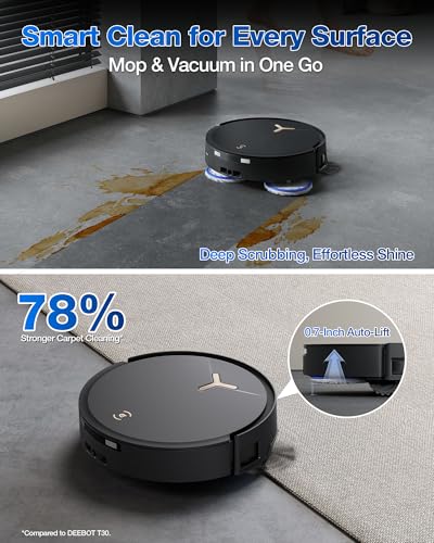 Robot Vacuum and Mop, 18500Pa Suction, Auto-Lift, Self-Emptying X838