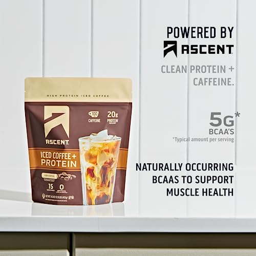 Iced Coffee Protein Powder, 20g Protein & 100mg Caffeine, Zero Artificial Flavors, 15 Servings B934503