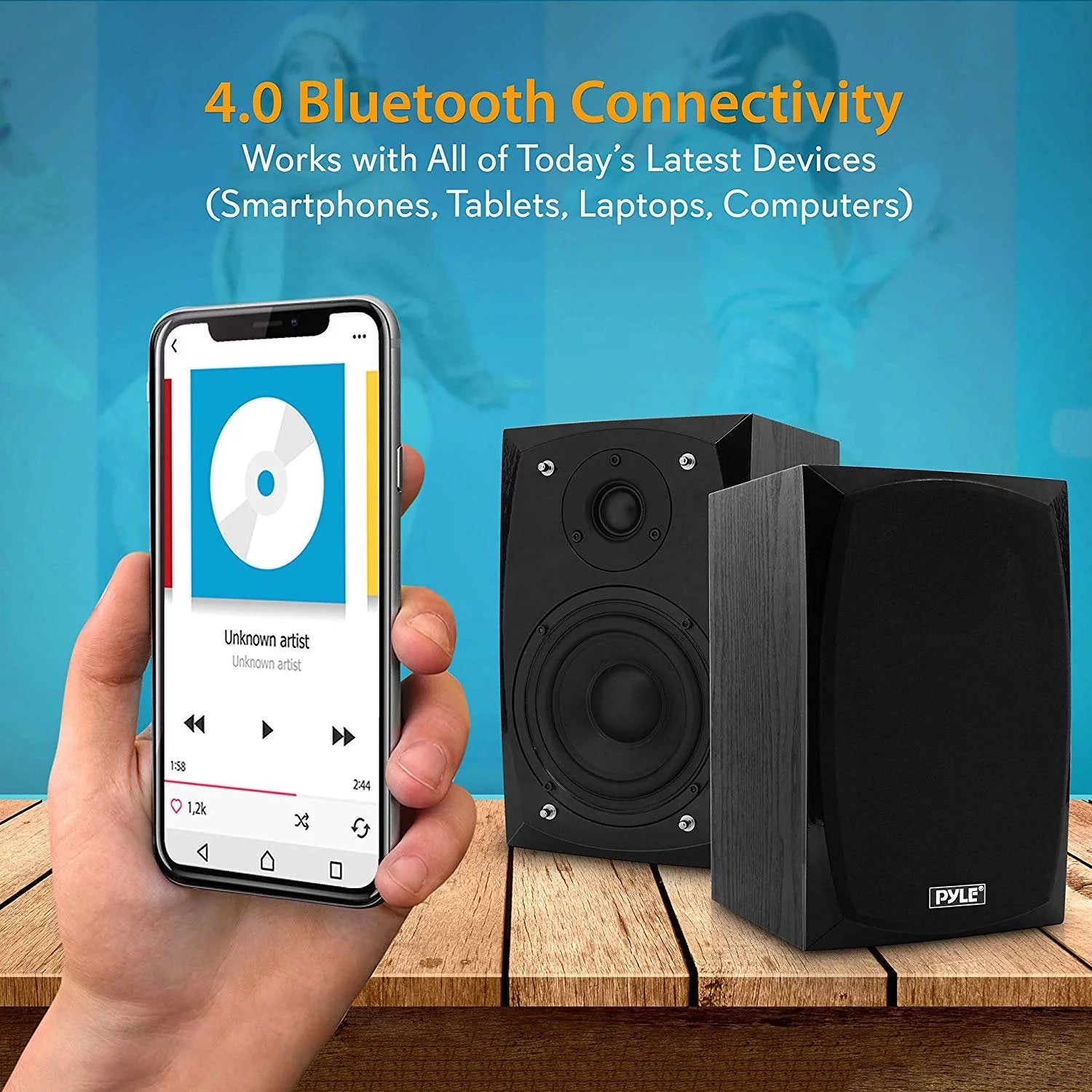 Bluetooth Bookshelf Stereo Speakers, Black K9543