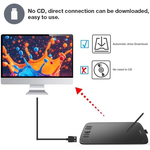 Graphics Drawing Tablet 10x6 Inch with 8 Hot Keys and Battery-Free Stylus R38382