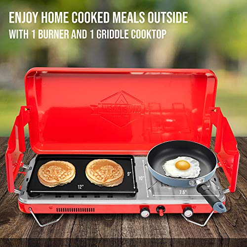 2-in-1 Gas Camping Stove and Griddle, Portable Propane Burner with Igniter G2670