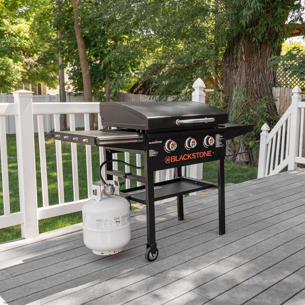 28 Inch 3-Burner Outdoor Flat Top Grill with Hood and Seasoning T8216