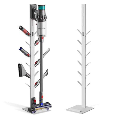 Universal Vacuum Cleaner Stand, Compatible with Dyson, Shark, Hoover, Eureka, Tineco, Dreame and Most Cordless Vacuums, Metal Vacuum Accessories & Attachments Holder with 12 Storage Hooks, Black