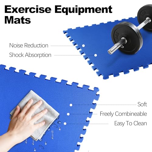 1" Thick EVA Interlocking Foam Gym Flooring Mat, 6 Tiles, Black M5857