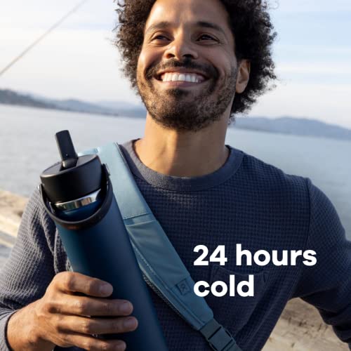 Wide Mouth insulated stainless steel water bottle with leakproof straw lid N453