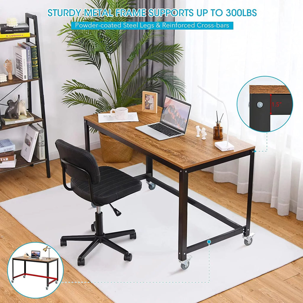 Rolling Computer Desk with 4 Smooth Wheels J628836