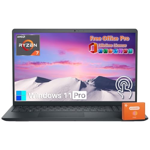Dell Inspiron 3535 15.6" Touchscreen Laptop - Business & Student Laptop Computer, with Microsoft Office Pro & Accessories, AMD Ryzen 7 7730U, 15" FHD Display, 64 GB RAM, 2 TB SSD, Windows 11 Pro