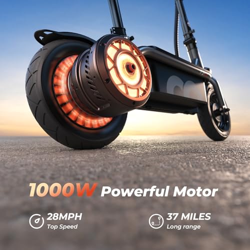 Electric Scooter with Seat, Long Range, Adjustable Handlebar, Dual Suspension J439