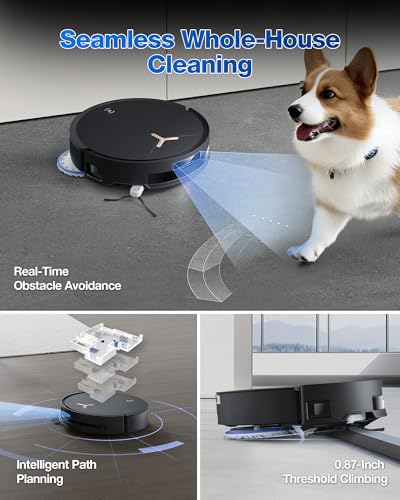 Robot Vacuum and Mop, 18500Pa Suction, Auto-Lift, Self-Emptying X838