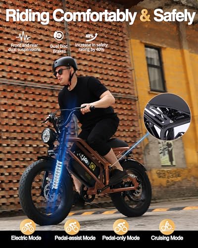 Electric Bike for Adults 1500W Peak Motor 20" Fat Tires 28MPH Removable Battery Dual Suspension 7-Speed X2728