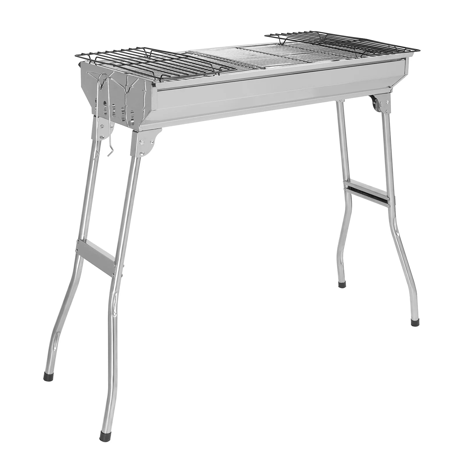 Outdoor Barbecue Portable Charcoal Grill, Stainless Steel, Foldable Y414362