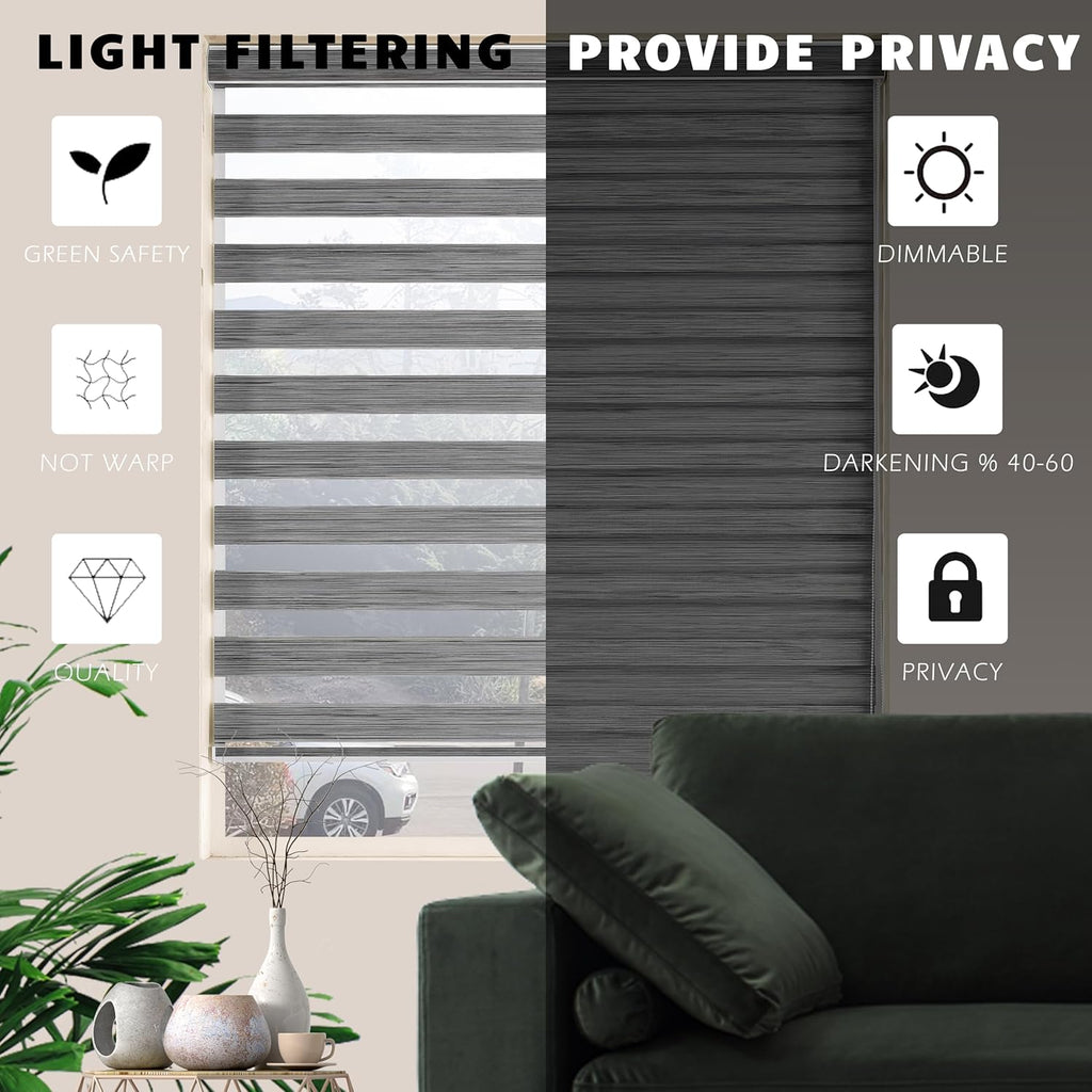 Zebra Window Blinds Dual Layer Day Night Roller Shade E731272
