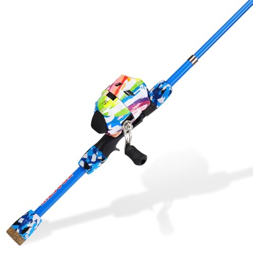 Kids Fishing Rod and Reel Combo with Spincast Reel and Tackle Bag Q572723