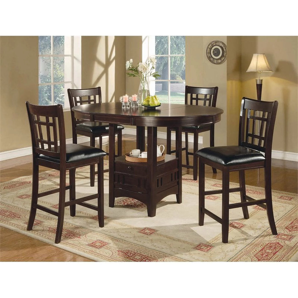5-Piece Counter Height Dining Room Set Espresso and Black S1128