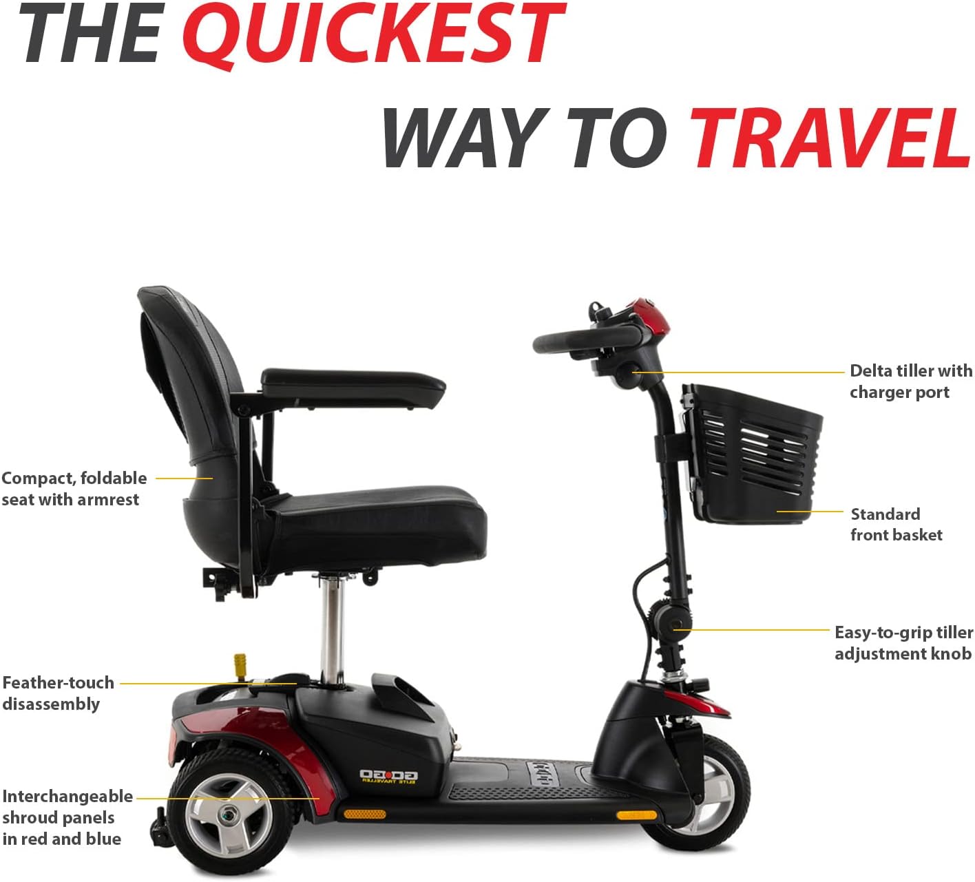 Electric Mobility Scooter for Adults, 3-Wheel, Indoor & Outdoor Travel C17526