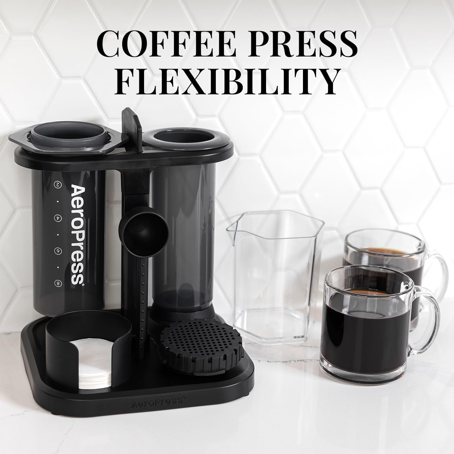 Coffee Maker Organizer Stand, Compact Storage for Coffee Accessories, Black F12530
