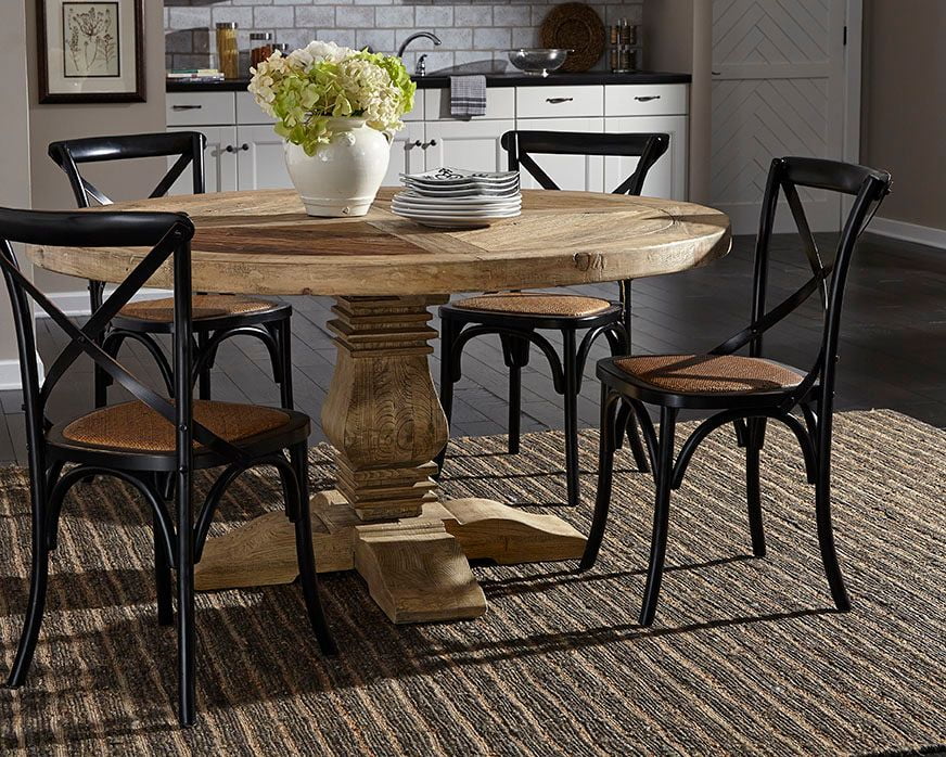 Reclaimed Elm Round Dining Table, 60-inch E732254