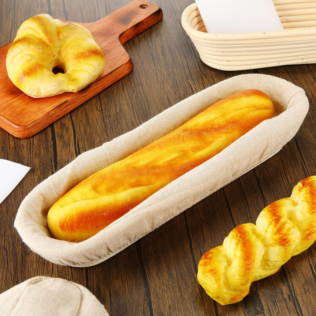 Oval Banneton Bread Proofing Basket with Liners, 4 Pieces D4811