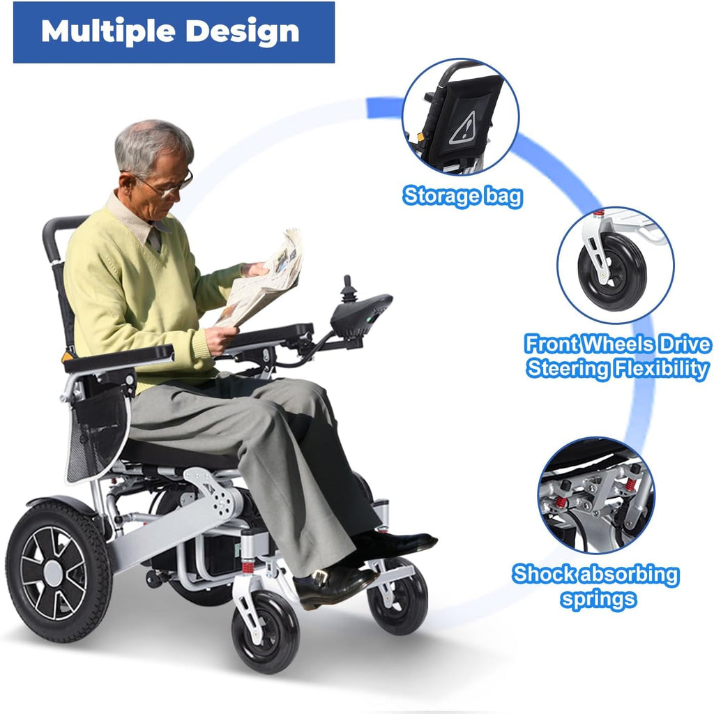 Electric Wheelchair for Adults, Lightweight Folding, 20 Mile Range F743
