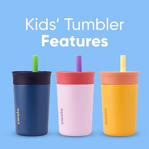 Kids Insulated Stainless Steel Tumbler with Straw, 12 oz, Pink and Purple D7580