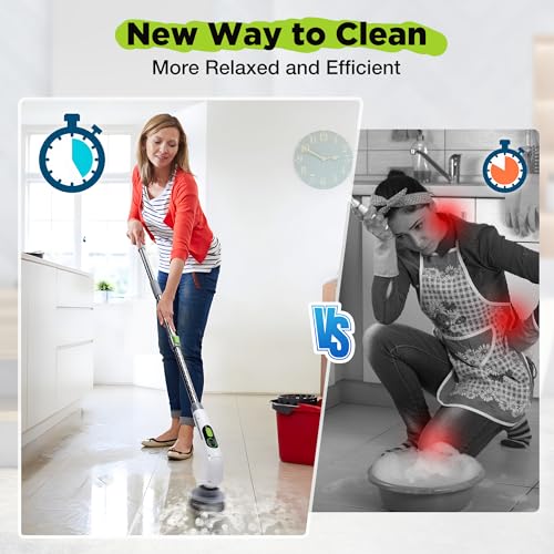Electric Spin Scrubber, Cordless Cleaning Brush, 3-Speed, Adjustable Handle R56684