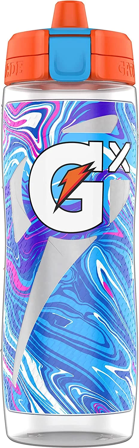 Gatorade Gx Hydration System, Non-Slip 30oz Squeeze Bottle - Marble Blue