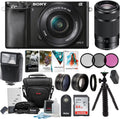 Sony Alpha a6000 24.3MP Mirrorless Camera 16-50mm & 55-210mm Zoom Lens (Black) and 64GB Accessory Bundle