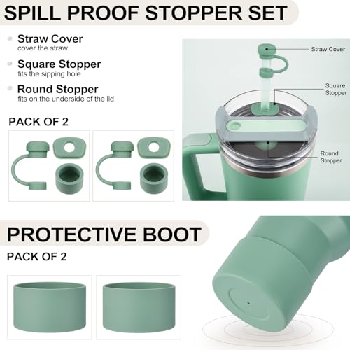 Silicone Spill Proof Stopper Set and Protective Boot with Straw Cover Cap for 30oz 40oz Tumbler P810