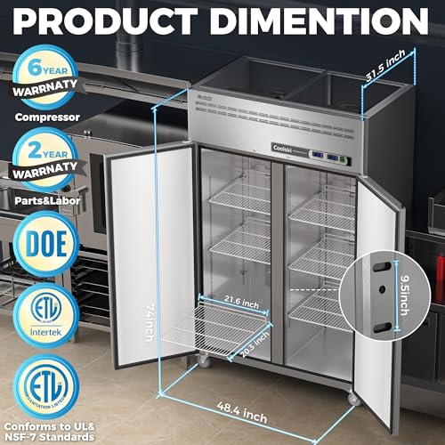 Commercial Refrigerator and Freezer Combo, 54 Cu.ft, Upright F484