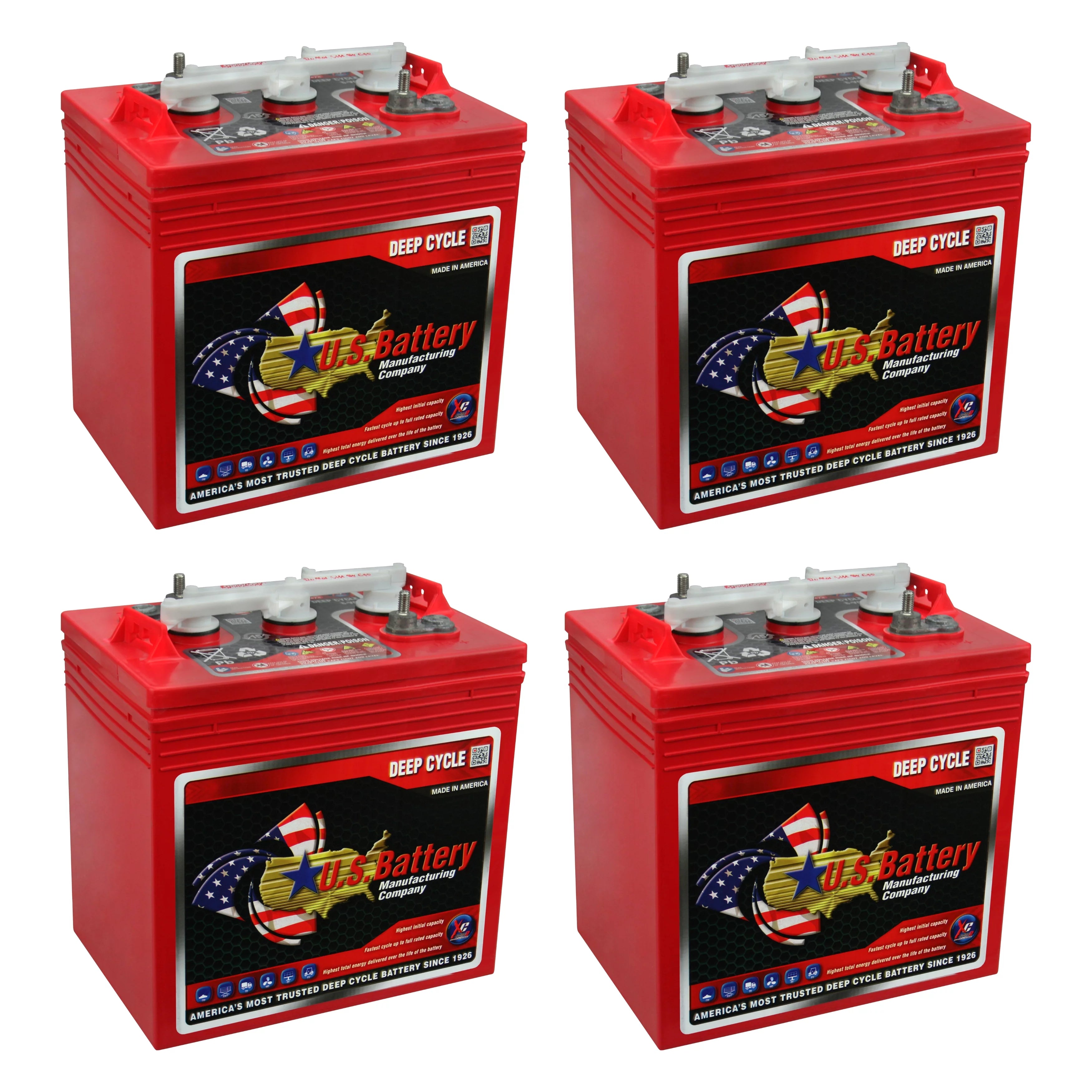 US2200XC Replaces T-105 6V Volt Deep Cycle Golf Cart, Solar, Marine, RV and Industrial Use Batteries - 4 Pack