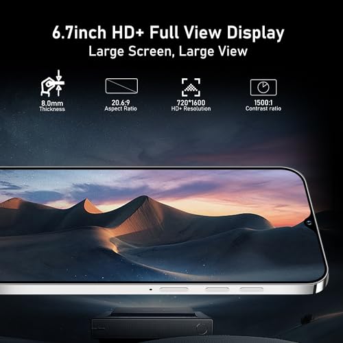 Unlocked 5G Smartphone, Android 13, 8GB+256GB, 6.7" HD Screen, 6800mAh N1100