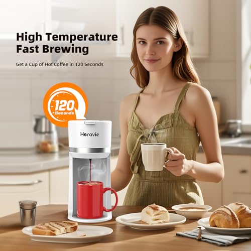 Single Serve Coffee Maker for K Cup and Ground Coffee, 6 to 12 oz Brew Sizes, Black D464070