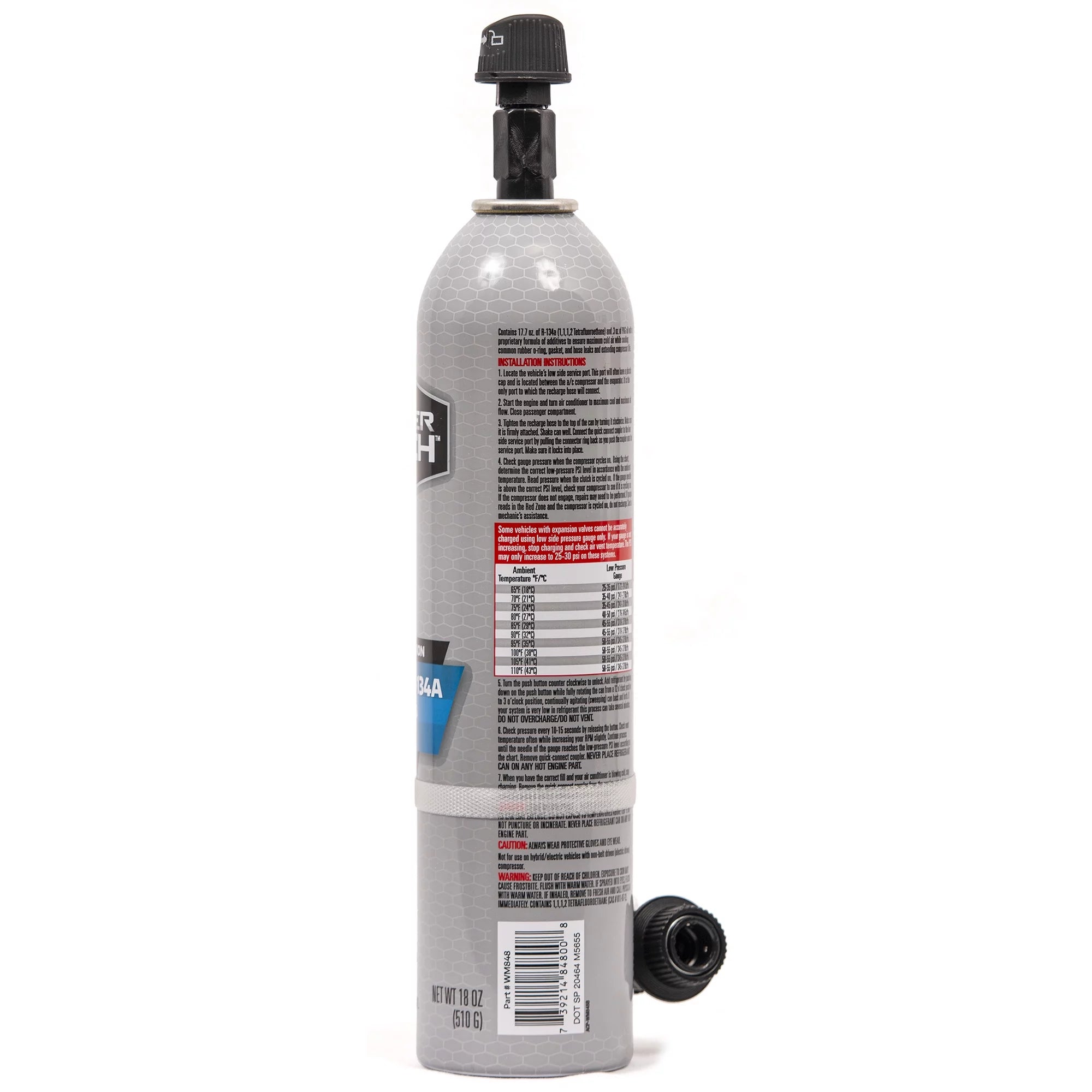 Automotive Refrigerant with Reusable Hose and Gauge, 18 oz A910