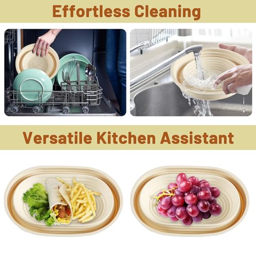 Sourdough Bread Proofing Basket Set with Linen Liner, 9.5 Inch Round and 10.5 Inch Oval X97259