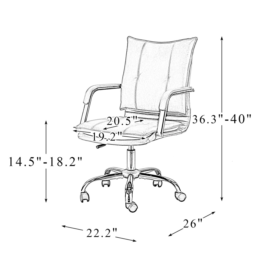 Vegan Leather Office Task Chair with Tufted Mid Back and Armrest A297845