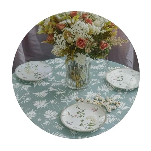 Round Vinyl Fitted Tablecloth with Flannel Backing and Elastic Edge I97146