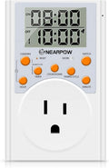Timer Outlet, Nearpow Multifunctional Infinite Cycle Programmable Plug-in Digital Timer Switch with 3-Prong Outlet for Appliances, Energy-Saving Timer, 15A/1800W