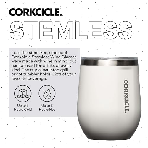 Insulated Stemless Wine Glass Tumbler, 12 oz, Stainless Steel, Powder Blue T624