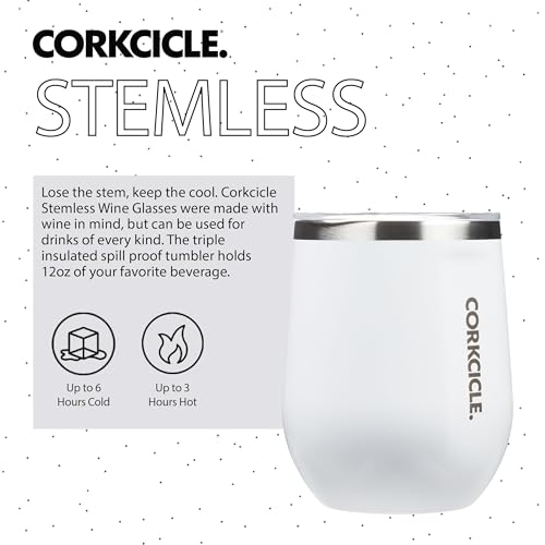 Insulated Stemless Wine Glass Tumbler, 12 oz, Stainless Steel, Powder Blue T624