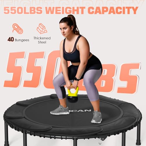 Foldable Mini Trampoline with Adjustable Foam Handle for Indoor Workout M8038