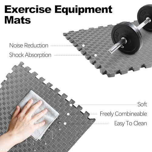 1" Thick EVA Interlocking Foam Gym Flooring Mat, 6 Tiles, Black M5857