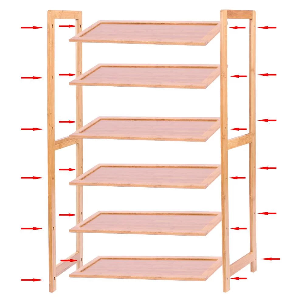 Bamboo Shoe Storage Rack 6-Tier, Holds 18-24 Pairs E417279