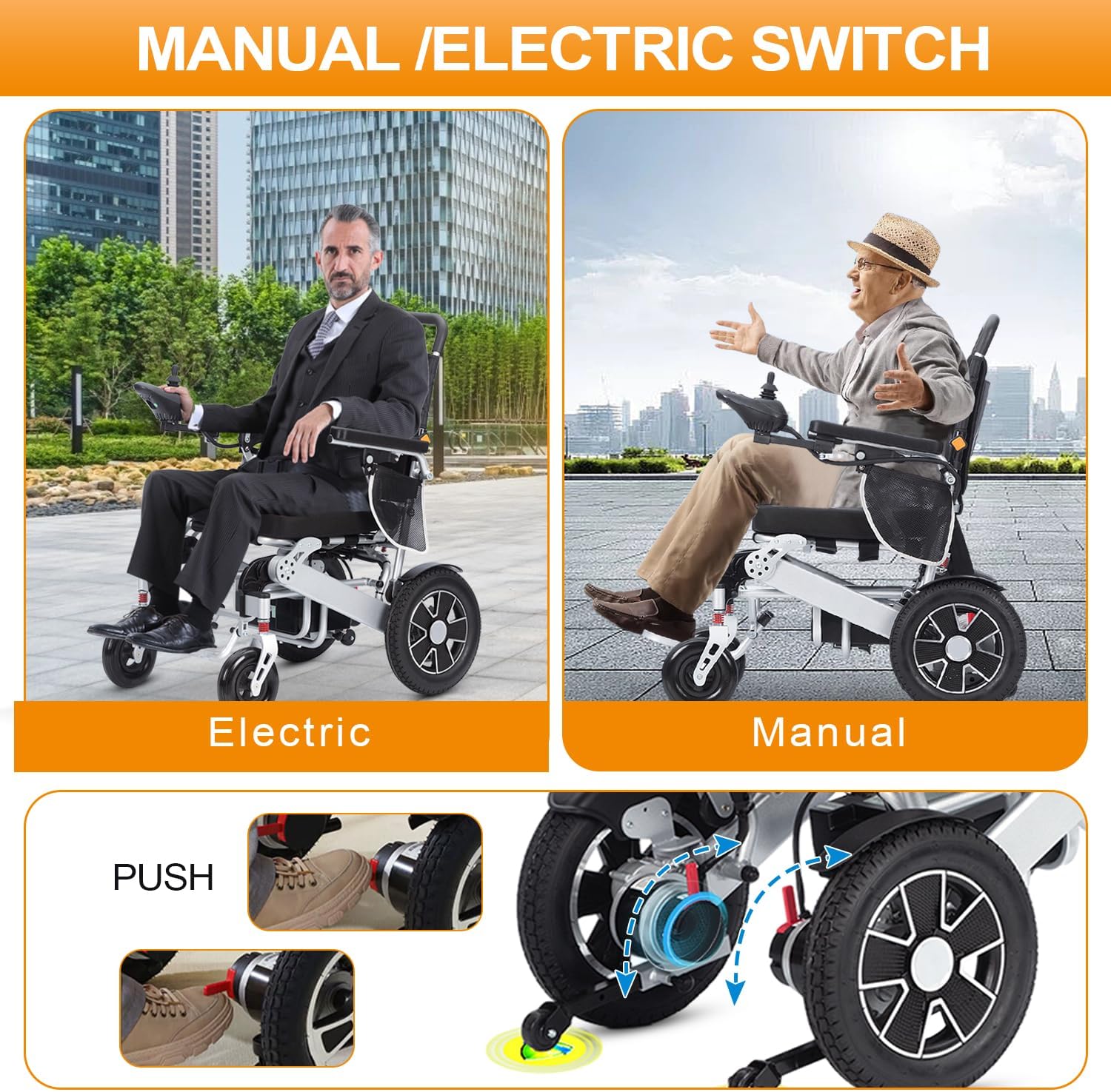 Foldable Electric Wheelchair for Adults, 20 mi Range F57130