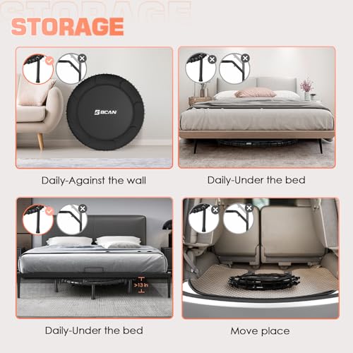 Foldable Mini Trampoline with Adjustable Foam Handle for Indoor Workout M8038