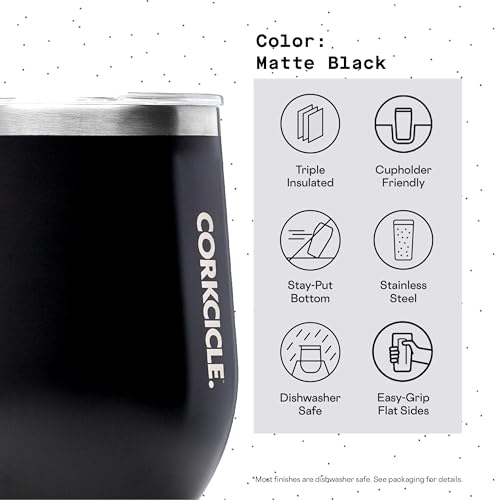 Insulated Stemless Wine Glass Tumbler, 12 oz, Stainless Steel, Powder Blue T624